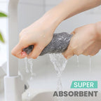 Aarenza bamboo charcoal and microfiber hybrid cleaning cloth with storage pouch, lint-free, lab-tested absorption for home cleaning.