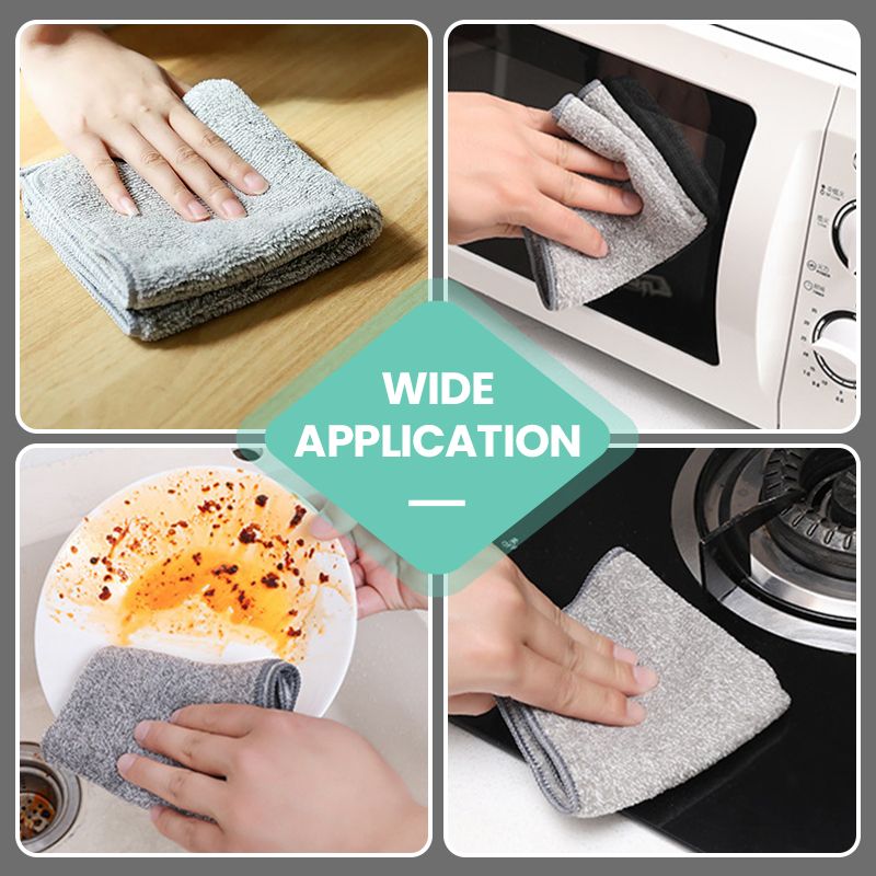Aarenza bamboo charcoal microfiber cleaning cloth with storage pouch, lint-free, lab-tested absorption, ideal for home cleaning.