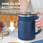 Arenzza large capacity electric grinding cup for crushing and grinding, shown in use on a home improvement workbench.