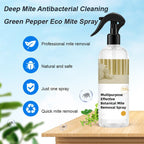 Arenzza botanical mite removal spray bottle, designed for home use, with a spray nozzle and label visible in the image.