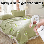Arenzza botanical mite removal spray bottle with spray nozzle, designed for home pest control, shown on a white background.