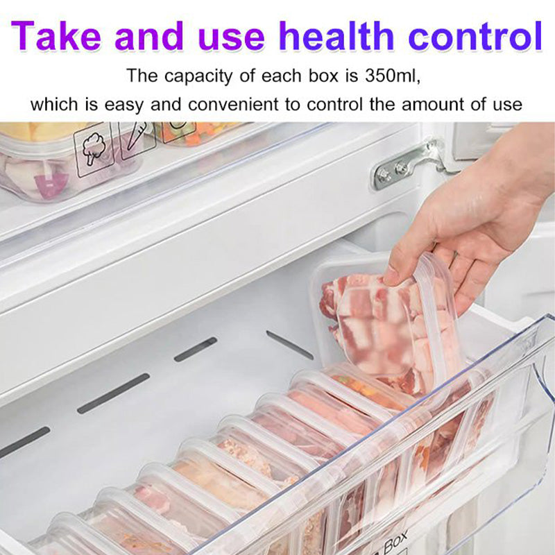 Arenzza refrigerator fresh frozen meat storage container in clear plastic, designed for home freezer organization.