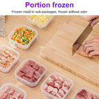 Arenzza refrigerator meat storage container for fresh frozen meat, with clear lid and stackable design for home kitchen organization.