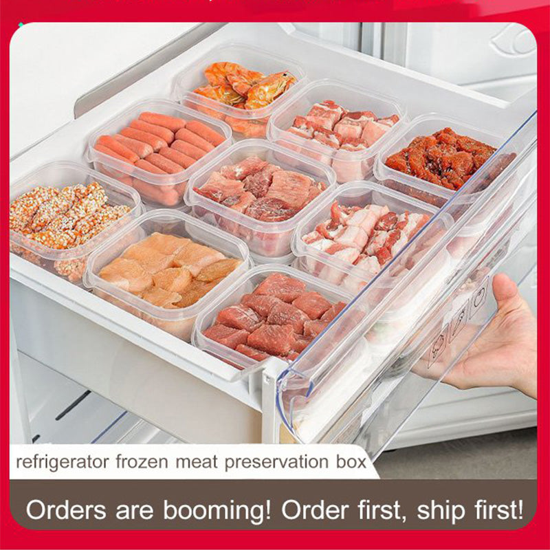 Arenzza refrigerator fresh frozen meat storage container for organized home freezer storage with clear lid and durable design.