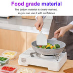 Arenzza refrigerator fresh frozen meat storage container in a home kitchen, transparent plastic with lid for organizing frozen meats.