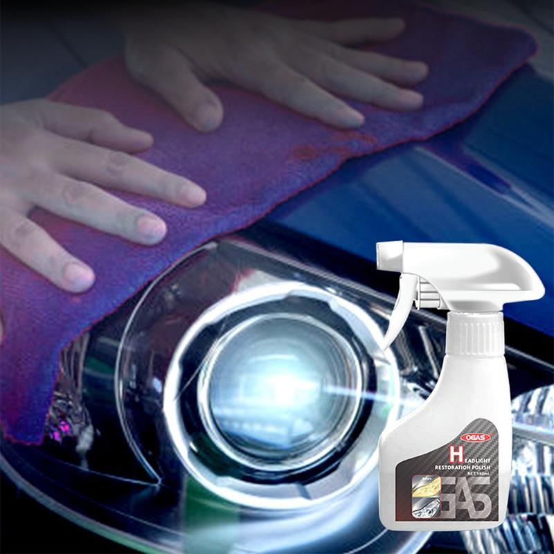 Arenzza automotive headlamp refurbisher kit with crystallization coating, featuring tools and products for headlight restoration.