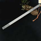 Arenzza multifunctional stainless steel ruler used for self-defense, portable and durable, shown on a white background.