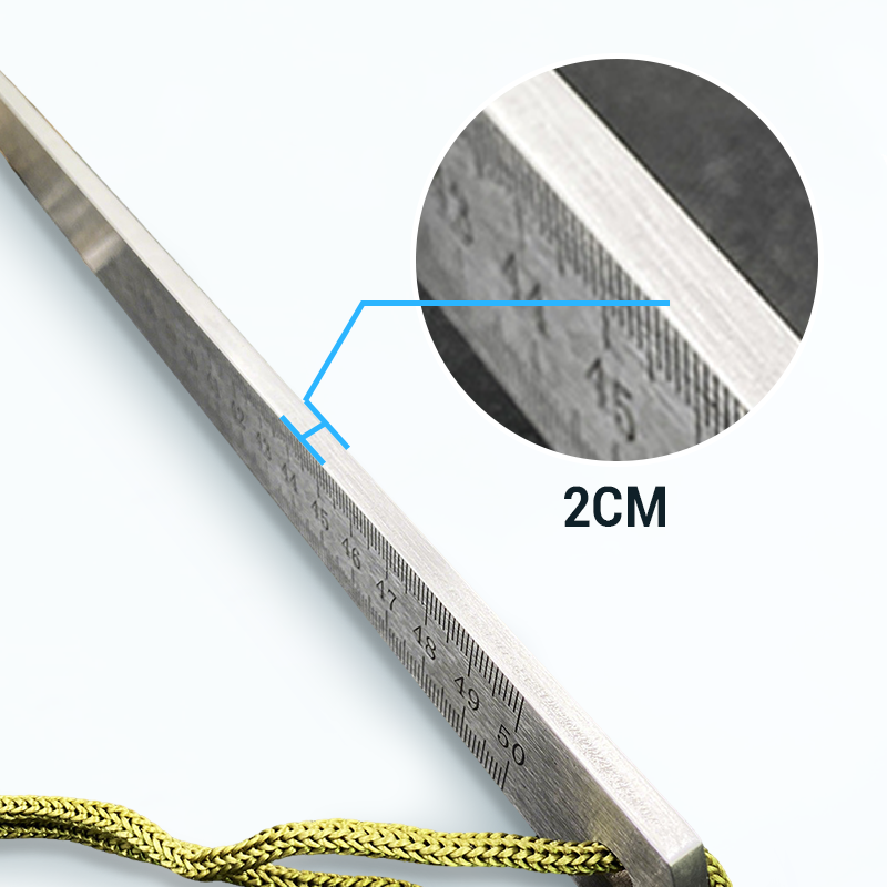 Arenzza multifunctional stainless steel ruler used as a portable self-defense tool, featuring a sleek metal design and measurement markings.