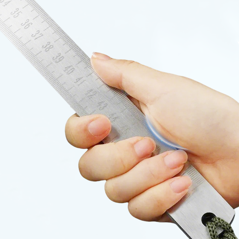 Arenzza multifunctional portable stainless steel self-defense ruler with measuring marks, compact and sturdy design for personal safety.