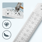 Arenzza multifunctional portable stainless steel self-defense ruler with measurement markings and compact design.