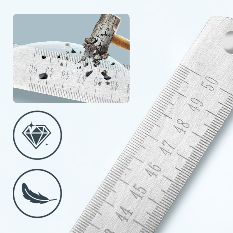 Arenzza multifunctional portable stainless steel self-defense ruler with measurement markings and compact design.