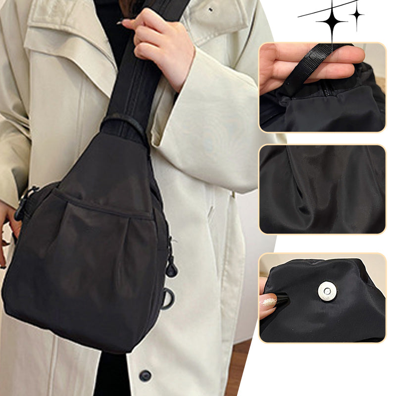 Aarenza lightweight sling bag backpack in black, featuring adjustable strap and compact design for everyday carrying.