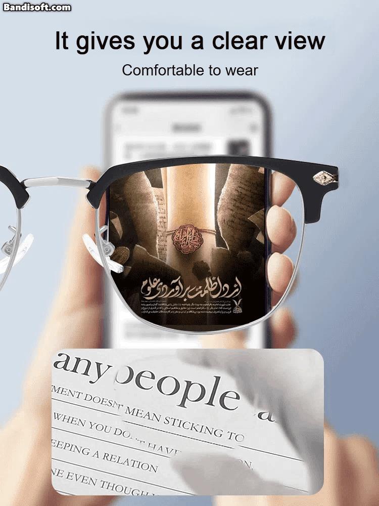 A pair of Arenzza ultra anti-blue light presbyopic reading glasses with clear lenses and black frames on a white background.
