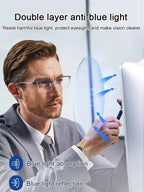 A pair of Arenzza presbyopic reading glasses with anti-blue light lenses, featuring a sleek frame design for comfortable reading.