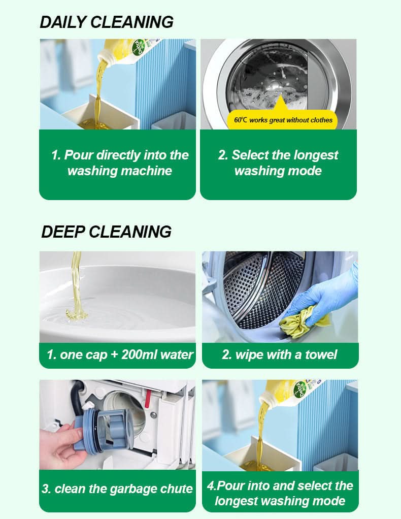 Arenzza hot selling antibacterial washing machine cleaner bottle, showing the fluid formula and brand label on the product.