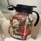 Arenzza 1000ml vacuum insulated teapot with built-in strainer, stainless steel design, ideal for hot beverages.