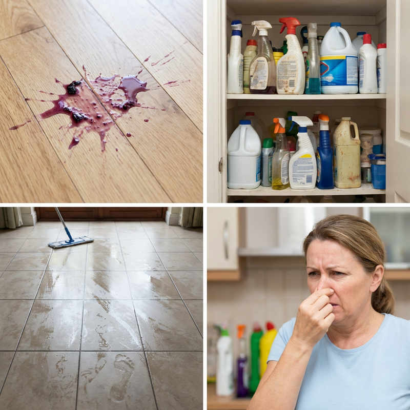 Arenzza multi-surface floor cleaning tablets in a clear container, showcasing the compact tablets for household cleaning.