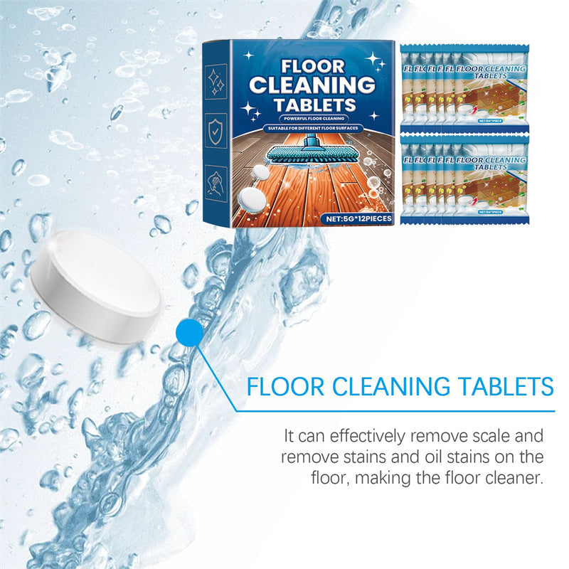 Arenzza effervescent floor cleaning tablets shown in a clear container, designed for household cleaning of floors.