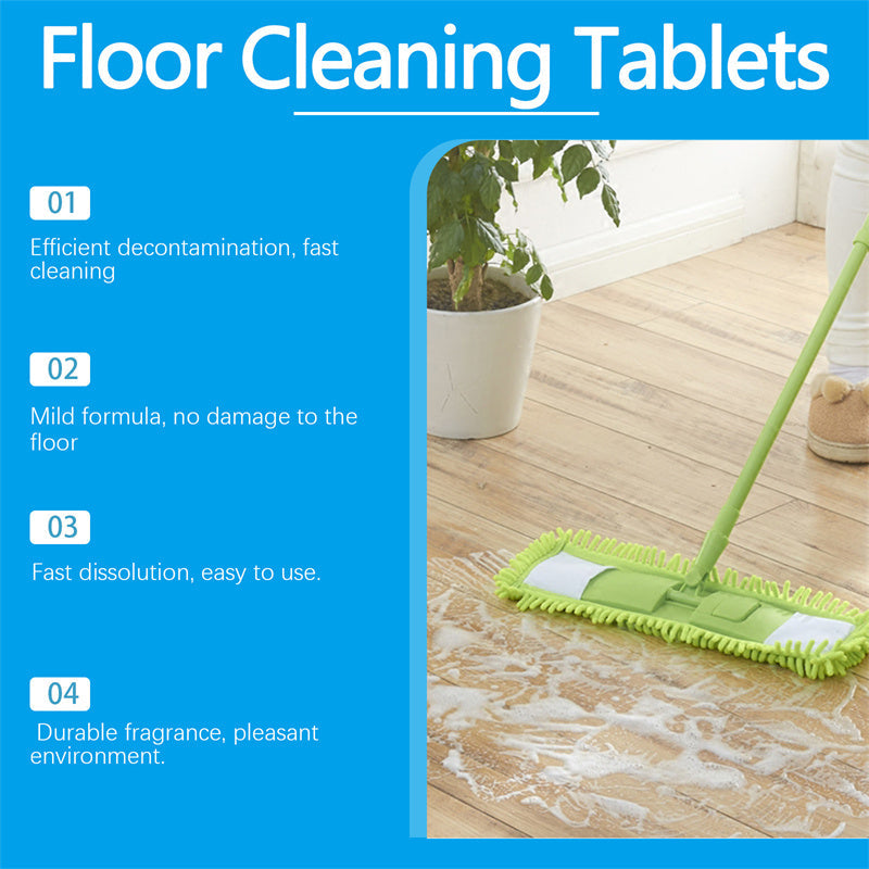 Arenzza effervescent floor cleaning tablets dissolving in water, household cleaning product for sparkling clean floors.