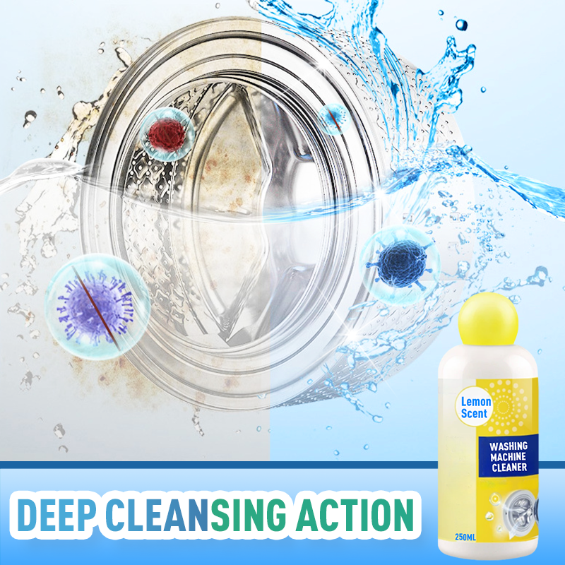 Arenzza Lemon Scent Washing Machine Cleaner in a bottle, designed for household cleaning, with fresh lemon imagery on the label.