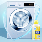 Arenzza Lemon Scent Washing Machine Cleaner bottle with lemon imagery, designed for household cleaning of washing machines.