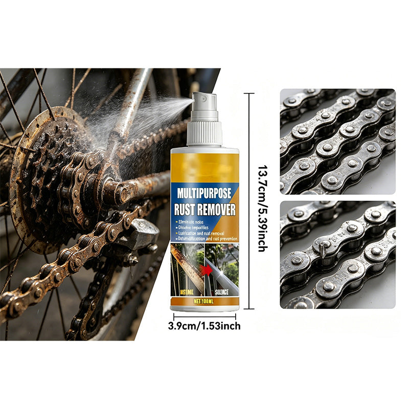 Arenzza heavy-duty rust dissolver for metal surfaces in a household cleaning setting, showing the liquid product in a spray bottle