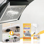 Aarenza multifunctional kitchen foam cleaner with a cleaning cloth, shown in a household kitchen setting.