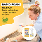Arenzza multifunctional kitchen foam cleaner with a cleaning cloth, designed for household kitchen and surface cleaning.