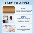 Arenzza all-purpose cleaning paste for clothes and shoes, showing a close-up of the paste being applied to fabric and footwear.