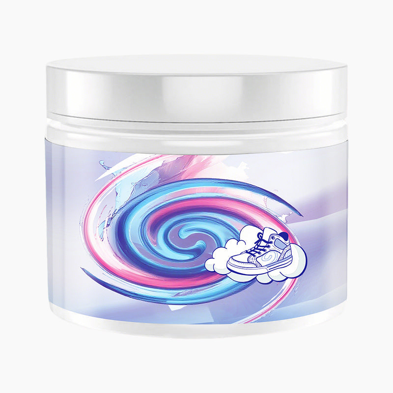 Arenzza all-purpose cleaning paste for clothes and shoes, in a white container with a green lid, suitable for household cleaning.