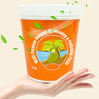 Arenzza multi-purpose coconut oil cleaning and polishing paste in a jar, showing the natural creamy texture for household cleaning.