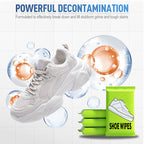 Arenzza Quick-Clean Shoe Wipes for household cleaning, showing open pack with wipes ready to clean shoes and surfaces.