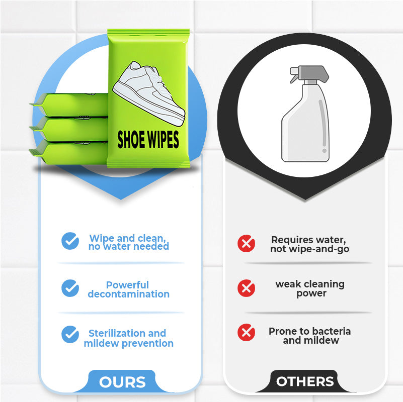 A pair of Arenzza Quick-Clean Shoe Wipes in a resealable package for household shoe cleaning and stain removal.