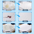 Arenzza Mattress Yellow Stain Cleaner for household use, showing a yellow bottle and cleaning surface with a mattress stain.