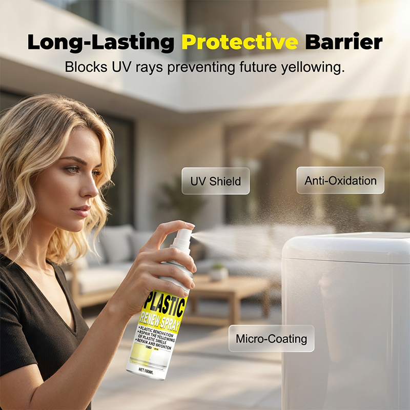 Arenzza appliance shell whitening and repair spray bottle for removing yellowing, scratches, and restoring white on household appliances.