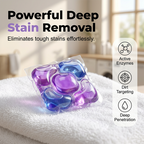 Arenzza 5-in-1 White Musk laundry detergent pods in a clear container, showing 80 white pods for household cleaning.