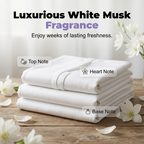 Arenzza 5-in-1 White Musk laundry detergent pods in a box, showcasing 80 household cleaning pods with white and blue packaging