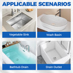 Arenzza universal pop-up sink drain filter catching debris, preventing clogs, with a durable, easy-to-clean design in a household cleaning setting.