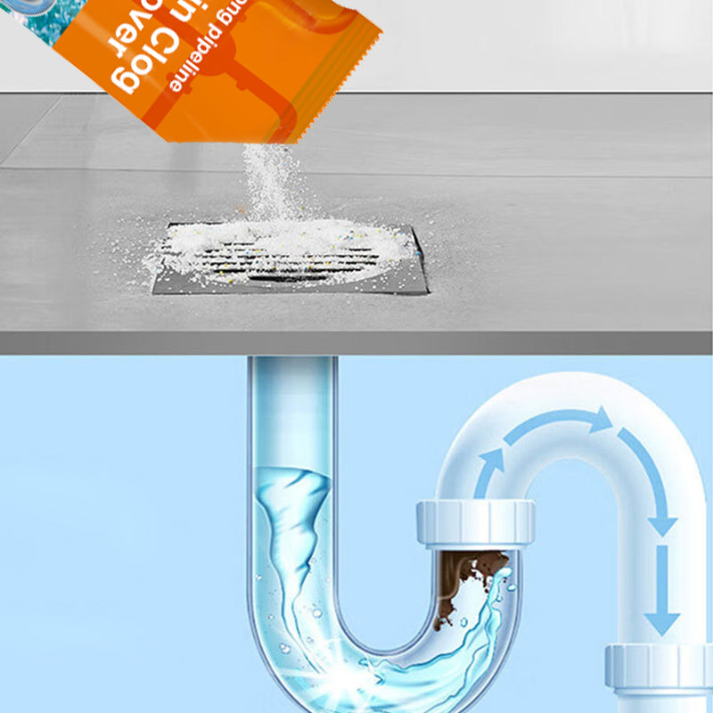 Arenzza Strong Pipeline Drain Clog Remover for household cleaning, showing the product bottle and application tools.