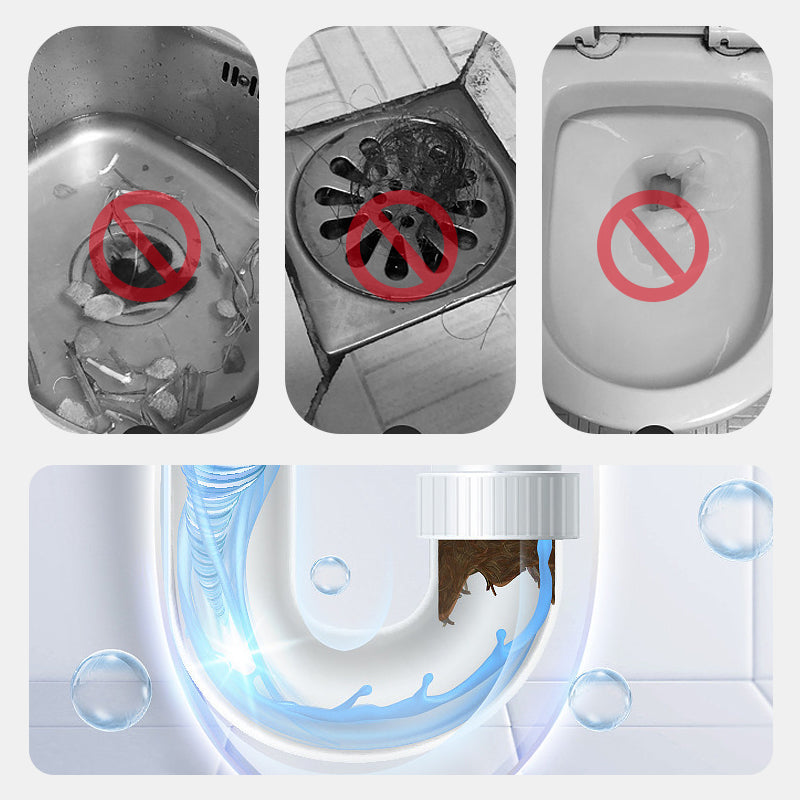 Arenzza Strong Pipeline Drain Clog Remover in a household cleaning bottle, designed to clear stubborn drain blockages.