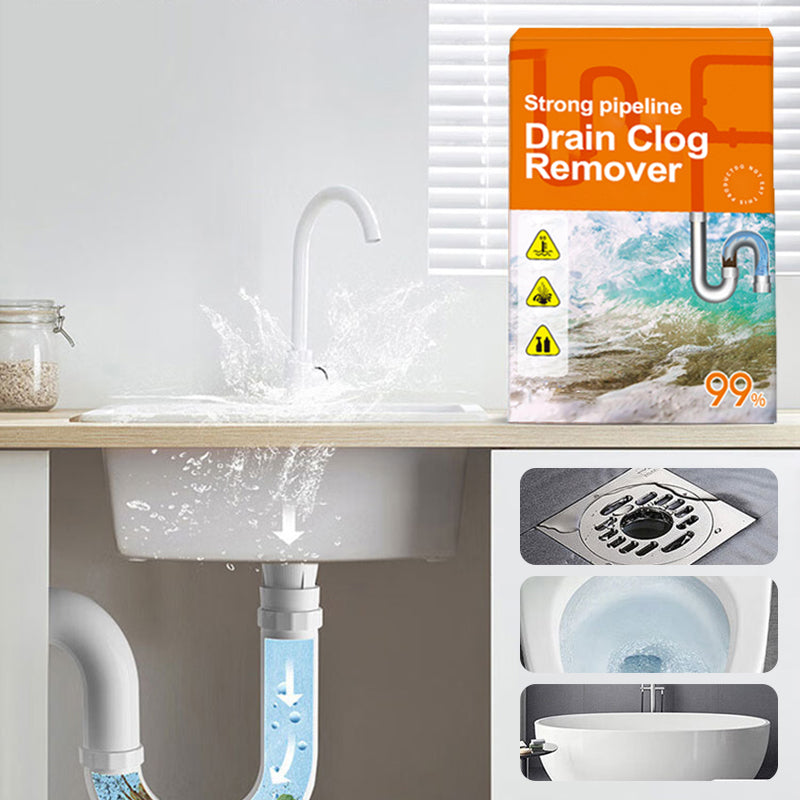 Arenzza Strong Pipeline Drain Clog Remover in a household cleaning bottle, designed for clearing stubborn drain clogs.
