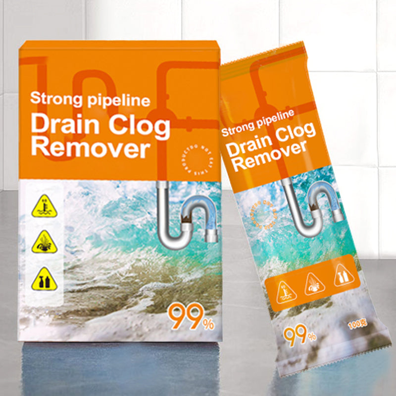 Arenzza Strong Pipeline Drain Clog Remover in a household cleaning bottle, designed to clear stubborn bathroom and kitchen drain clogs.