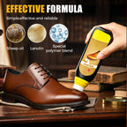 Arenzza All-in-One Shoe and Leather Care Oil bottle for household cleaning, featuring a clear label and applicator brush.