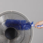 Arenzza fan brush dust removal tool for household cleaning, shown in use to clean electronic fans and surfaces.