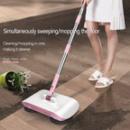 Arenzza smart robot vacuum cleaner with mop and broom, showing its compact design and cleaning brushes in a household setting.