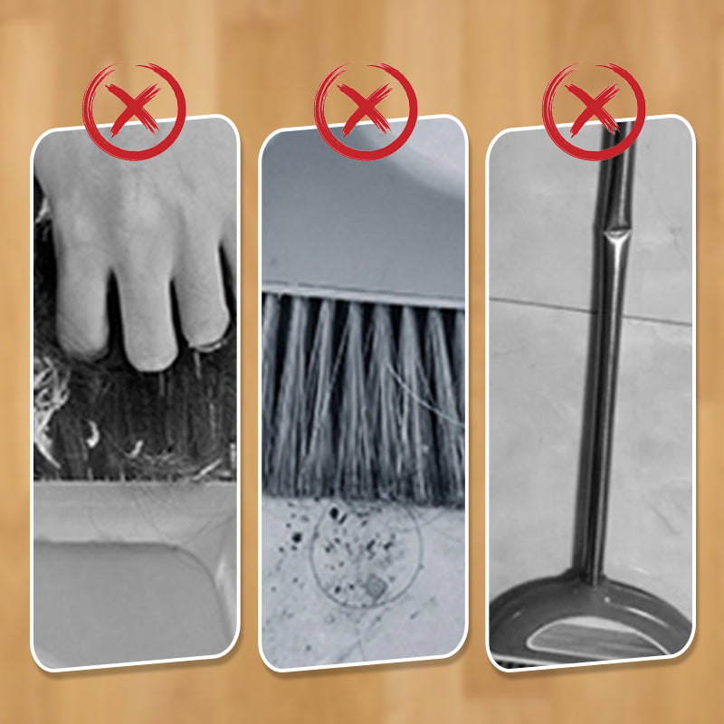 Arenzza stand-up dustpan set with rotating brush for household cleaning, featuring a sleek design and ergonomic handle.