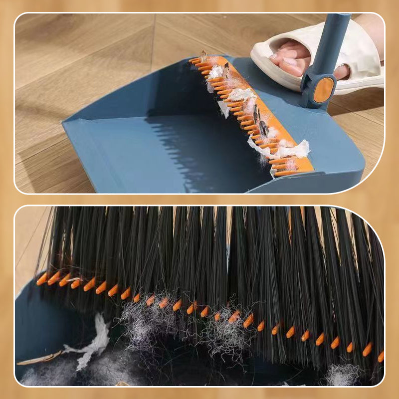 Arenzza stand-up dustpan set with a rotating brush for household cleaning, featuring a ergonomic handle and compact design.