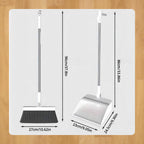 Arenzza stand-up dustpan set with a rotating 180° brush for household cleaning, featuring a compact, ergonomic design.