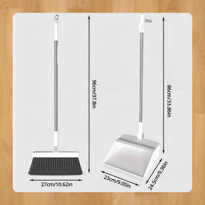 Arenzza stand-up dustpan set with a rotating 180° brush for household cleaning, featuring a compact, ergonomic design.