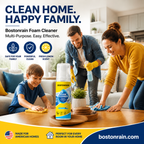 Arenzza multi-purpose foam cleaner for home use, showing a spray bottle with foam cleaner for grease and stains on various surfaces.